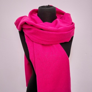 Fular lung de dama Serene Luxe, cu sclipici si casmir, Fucsia, 200x70 cm - Img 3