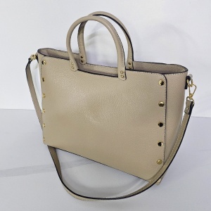 Geanta business, piele naturala, Prime Brief, cu detalii metalice aurii, Crem - Img 4