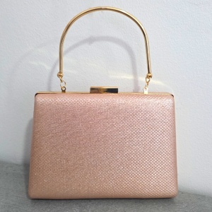 Geanta de seara, SYLVI, tip clutch, cu lant detasabil auriu si piele ecologica, ROZE - Img 5