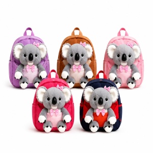 Ghiozdan copii pentru gradinita cu jucarie koala 3D din plus, 28x22x10 cm