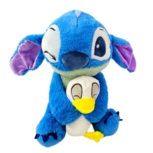 Jucarie de plus Stitch cu ratusca in brate, 25 cm, albastru