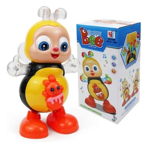 Jucarie interactiva Happy Bee, albinuta dansatoare cu muzica si lumini, 21 cm - Img 4