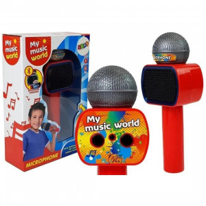 Microfon de jucarie, karaoke pentru copii, cu luminite, rosu - Img 3