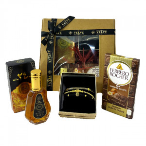 Pachet pentru barbati Eleganta Orientala, cu Parfum arabesc Ard al Zaafaran, Oud 24 Hours 50ml, set 3 bratari in cutie cadou, si ciocolata Ferrero Rocher 90gr - Img 2