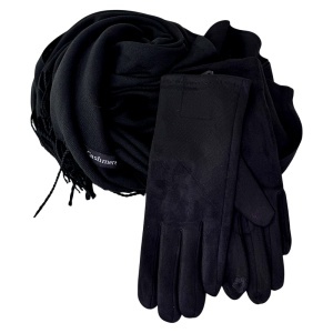 Pachet Secret, pentru femei, cu esarfa lunga Belladona si manusi elegante, asortate, in cutie cu fereastra, Negru - Img 4