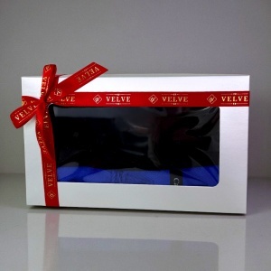 Pachet Secret , pentru femei, cu esarfa lunga Belladona si manusi elegante, asortate, in cutie cu fereastra, Albastru royal - Img 5