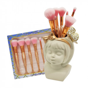 Pachet suport ceramic Girl, alb, cu set pensule incluse