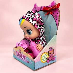 Papusa bebelus Baby Lovely cu sunete, biberon si suzeta, imprimeu leopard, 3 ani+ - Img 3