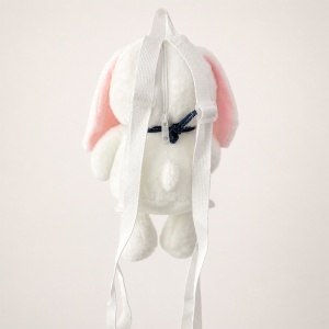 Rucsac jucarie din plus Iepurasul Snowy, cu bretele reglabile, buzunar cu fermoar si bandana, alb ultra-soft - Img 4
