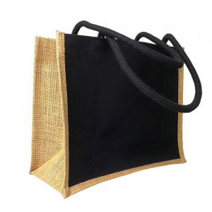 Sacosa Textila cu Interior Rezistent la Apa, 41x33x18cm, Alb/Negru - Img 1