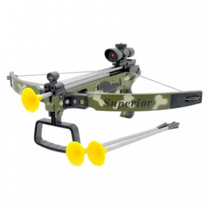 Set arbaleta Army de jucarie, cu 3 sageti cu ventuza si vizor inflarosu