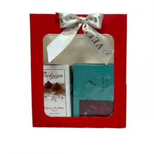 Set Bellinda, dama, Parfum Extreme Musk 100ml, Truffes si cutiuta cu sase trandafiri de sapun, cu bratara