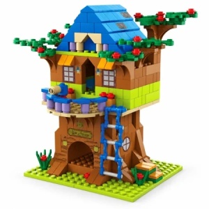Set de constructie Casuta in copac, 1000 piese, 6 in 1, joc creativ pentru copii, multicolor, 6 ani+