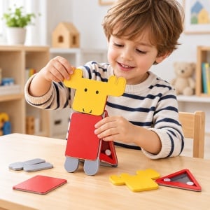 Set de constructie magnetic My First, figurina cerb, 12 piese, multicolor, 3+ ani - Img 4
