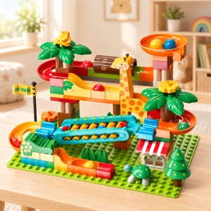 Set de constructie pentru copii, pista cu bile si xilofon, 109 piese, multicolor, 3 ani+ - Img 8