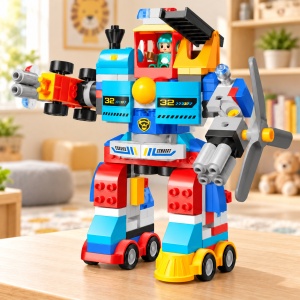 Set de constructie Robot transformabil cu vehicule, 172 piese, multicolor, 3 ani+ - Img 4