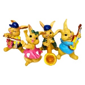 Set figurine iepurasi muzicieni, Orchestra de iepurasi, decor amuzant cu instrumente, in cutie eleganta - Img 3