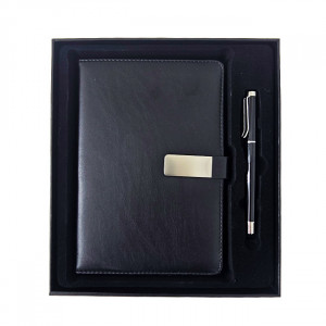 Set Gentleman cu 2 accesorii, agenda 21 cm si pix, Negru - Img 5