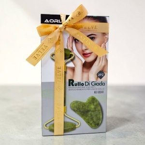 Set masaj facial din jad verde, roller si Gua Sha, cadou relaxare si ingrijire ten - Img 5