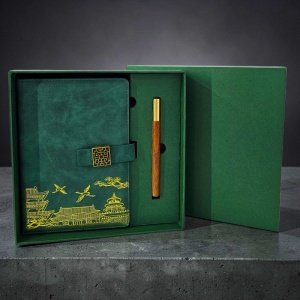 Set Oriental Notebook, cu agenda si pix, in cutie eleganta, Verde - Img 8