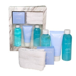 Set spa pentru femei, Oasis, cu prosop, gel de dus, lotiune de corp si sare de baie - Img 3