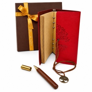 Set Tree of Life cu agenda vintage din piele ecologica si pix, in cutie eleganta - Img 4