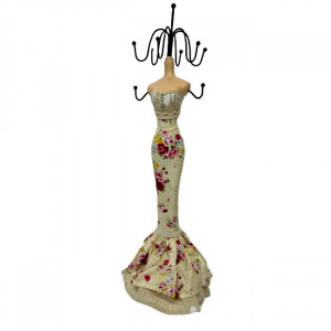 Suport bijuterii sub forma de silueta, cu imprimeu floral, Multicolor, 39cm