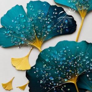 Tablou decorativ 3D Ginkgo cu cristale stralucitoare, 40x40 cm - Img 3