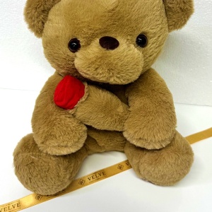 Ursulet de plus BUBU cu trandafir , inaltime 30 cm, Maro