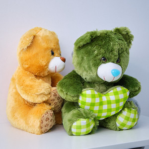 Ursulet de plus Coco, cu inimioara, inaltime 30cm, Verde