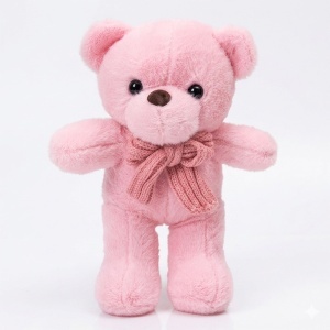 Ursulet de plus Pablo, cu fular impletit, inaltime 28 cm, Roz