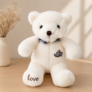Ursulet de plus premium, baiat cu papion in carouri bleu, inaltime 35 cm - Img 3