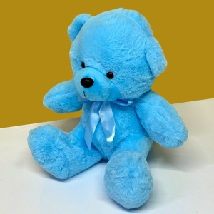 Ursulet de plus Tobi, cu papion, Inaltime 24 cm, Albastru