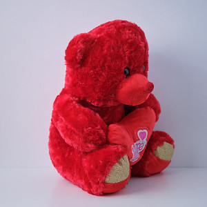 Ursulet de plus Twinkle, cu inimioara, inaltime 37 cm, Rosu