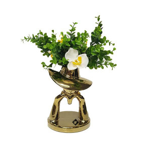 Vaza Venus Lady cu aranjament, gold - Img 1