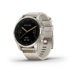 GARMIN EPIX PRO (Gen.2) Sapphire Edition 42mm Soft Gold with Cream Heathered Nylon Strap Smart Watch