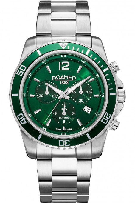 Roamer Monza 850837 Orologio Uomo Al Quarzo Svizzero - Cronografo, Cassa 42mm, Vetro Zaffiro, Quadrante Verde