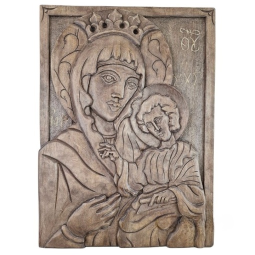 Solid wood carved icon of the Holy Virgin Mary