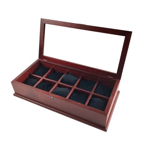 Luxury Wooden Box for Storing 10 watches in Burgundy Color