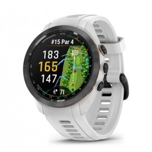 Garmin Approach® S70 - 42 мм черен керамичен безел с бяла силиконова каишка