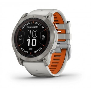 Garmin Fenix ​​7X Pro Sapphire Solar Edition Titanium with Fog Gray/Ember Orange Strap Smart Watch