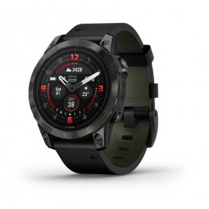 GARMIN EPIX PRO (Gen.2) Sapphire Edition 47mm Carbon Gray DLC Titanium with Black Leather Strap Smart Watch