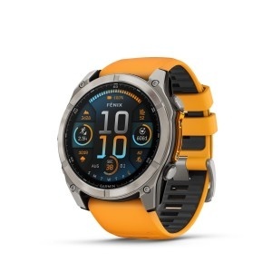 GARMIN FĒNIX® 8 - 51 мм, AMOLED Sapphire - Titanium с Spark Orange/Graphite силиконова каишка