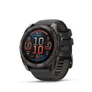 GARMIN FĒNIX® 8 - 51 мм, AMOLED Sapphire - Carbon Gray DLC Titanium с Black/Pebble Gray силиконова каишка