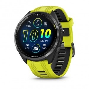 Garmin Forerunner 965 Carbon Grey DLC Titanium безел с Black корпус и Amp Yellow/Black силиконова каишка Смарт часовник
