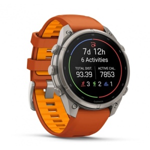 Garmin fēnix® 9 Pro, inReach® - 47 мм Titanium с Autumn Orange/Spark Orange силиконова каишка - Img 3