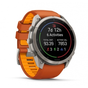 Garmin fēnix® 9 Pro, inReach® - 51 мм Titanium с Autumn Orange/Spark Orange силиконова каишка - Img 3