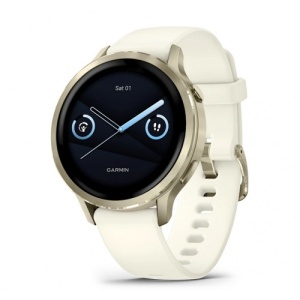 Garmin Venu® 4 - 41 мм, Lunar Gold с Bone силиконова каишка - Смарт часовник