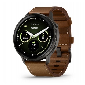Garmin Venu® 4 - 45 мм, Slate с Brown кожена каишка - Смарт часовник