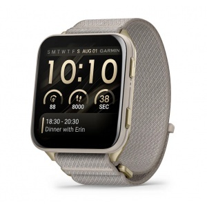 Garmin Venu® X1 - Soft Gold с Titanium Caseback и French Grey найлонова каишка - Смарт часовник